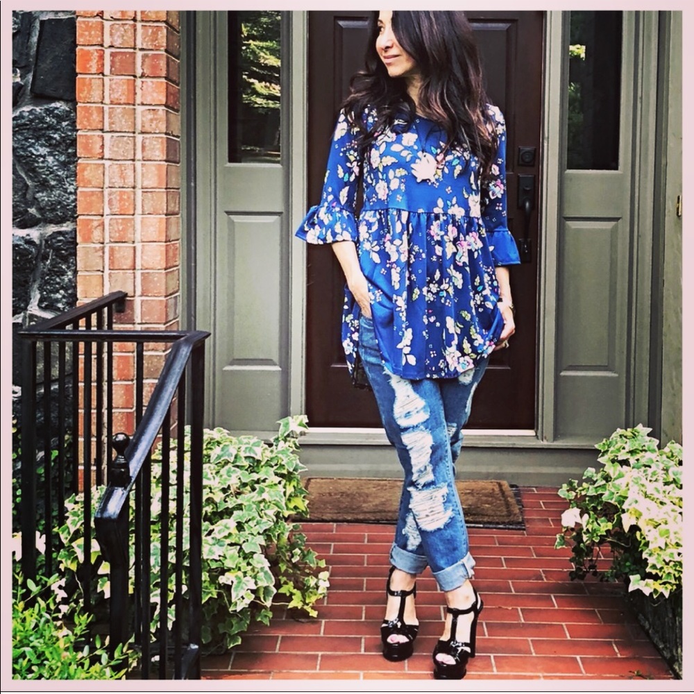 ✨LAST ONE ✨Floral ruffle sleeves loose fit top - Picture 4 of 8